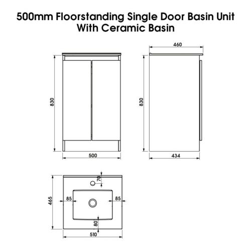 Newland 500mm Floorstanding Double Door Basin Unit With Ceramic Basin Sage Green