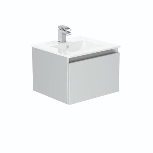 Newland 500mm Single Drawer Suspended Basin Unit With Ceramic Basin Pearl Grey