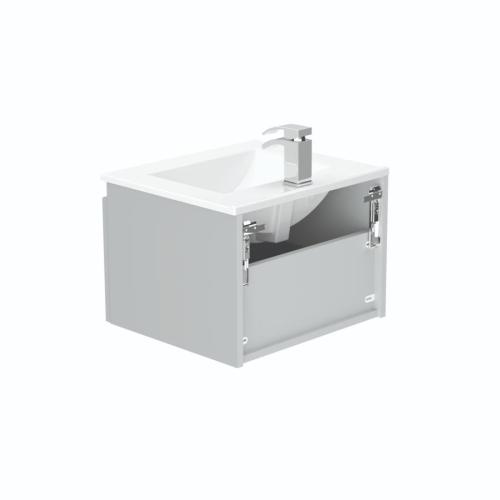 Newland 500mm Single Drawer Suspended Basin Unit With Ceramic Basin Pearl Grey