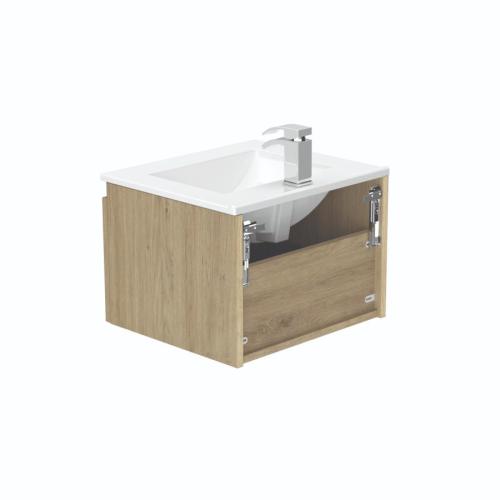 Newland 500mm Single Drawer Suspended Basin Unit With Ceramic Basin Natural Oak