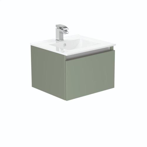 Newland 500mm Single Drawer Suspended Basin Unit With Ceramic Basin Sage Green