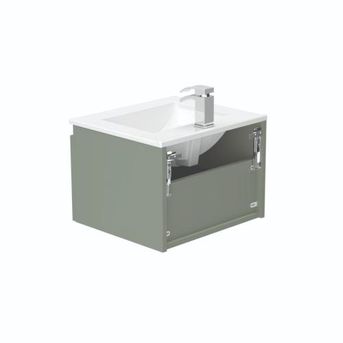 Newland 500mm Single Drawer Suspended Basin Unit With Ceramic Basin Sage Green
