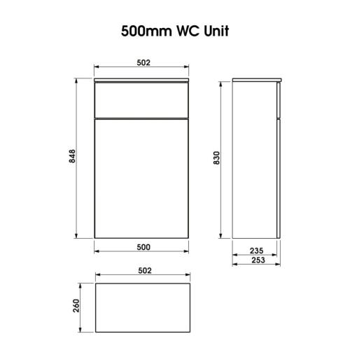 Newland 500mm WC Unit Including Worktop (No Cistern) Natural Oak