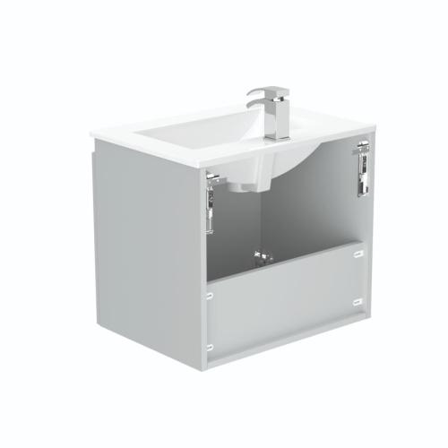 Newland 600mm Double Door Suspended Basin Unit With Ceramic Basin Pearl Grey