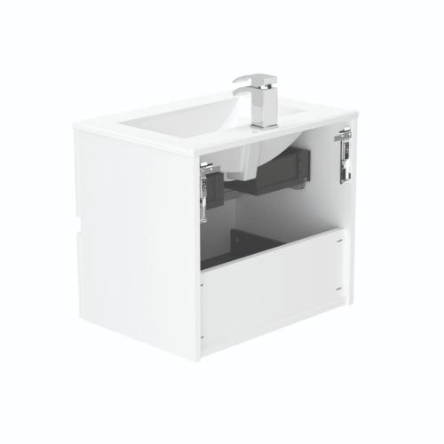 Newland 600mm Double Drawer Suspended Basin Unit With Ceramic Basin White Gloss