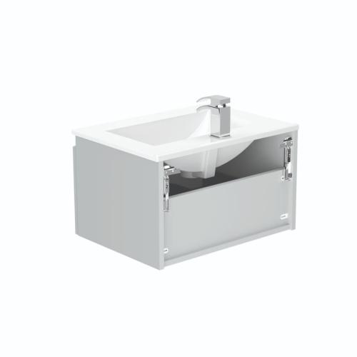 Newland 600mm Single Drawer Suspended Basin Unit With Ceramic Basin Pearl Grey