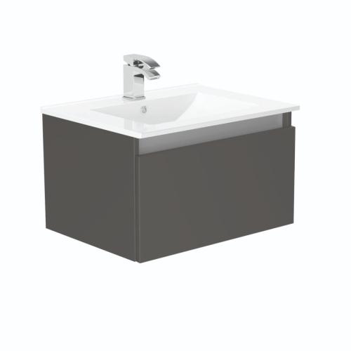 Newland 600mm Single Drawer Suspended Basin Unit With Ceramic Basin Midnight Mist