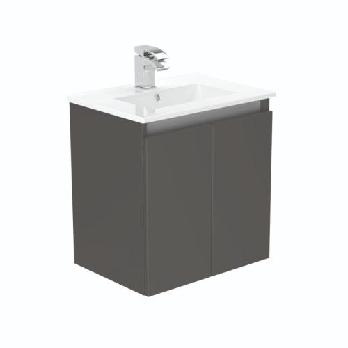 Newland 500mm Slimline Double Door Suspended Basin Unit With Ceramic Basin Midnight Mist