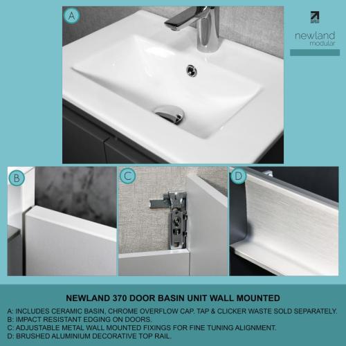 Newland 500mm Slimline Double Door Suspended Basin Unit With Ceramic Basin Sage Green