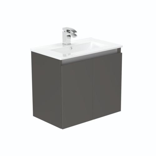 Newland 600mm Slimline Double Door Suspended Basin Unit With Ceramic Basin Midnight Mist