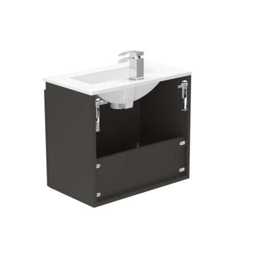 Newland 600mm Slimline Double Door Suspended Basin Unit With Ceramic Basin Midnight Mist