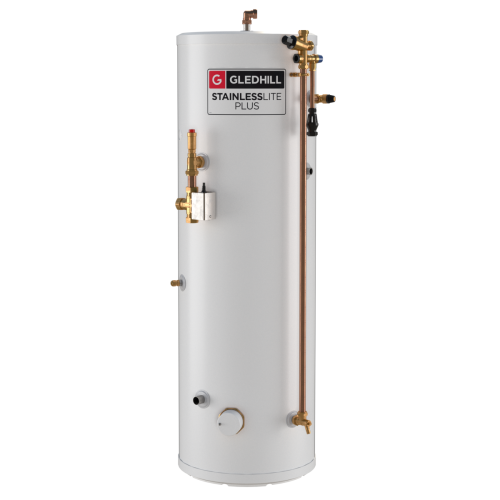 Gledhill StainlessLite Plus 150L Heat Pump Pre Plumbed Slim Line Cylinder PLUHP150BPPSL