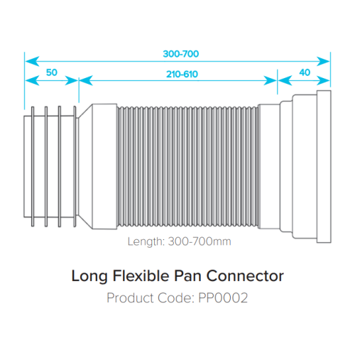 Viva Long Slinky-Fit Flexible Pan Connector 300-700mm PP0002