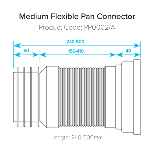 Viva Medium Slinky-Fit Flexible Pan Connector 240-500mm PP0002/A