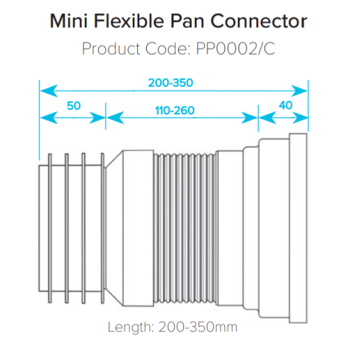 Viva Mini Slinky-Fit Flexible Pan Connector 200-350mm PP0002/C