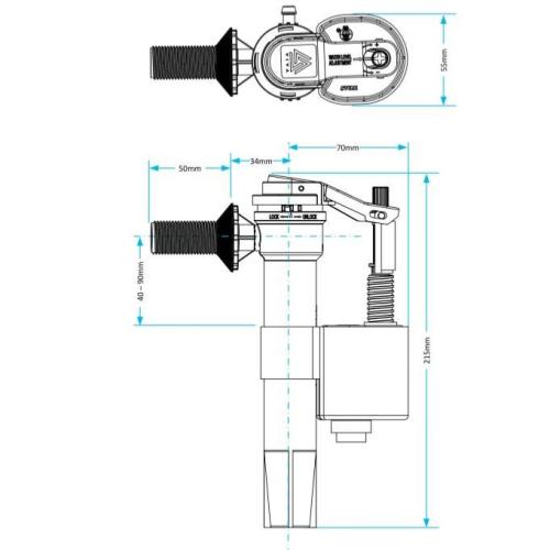 Viva Skylo Side Entry Float Valve (1/2" UK) Brass Shank PP0012/B