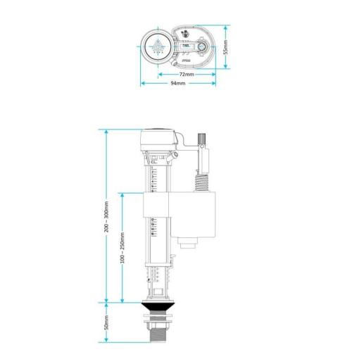 Viva Skylo 15mm Bottom Entry Adjustable Float Fill Valve PP0020