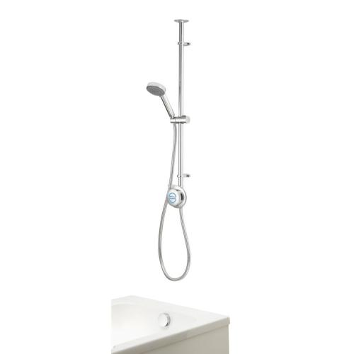 Aqualisa Quartz Classic Smart Divert Exposed Shower with Adjustable Head and Bath Overflow Filler