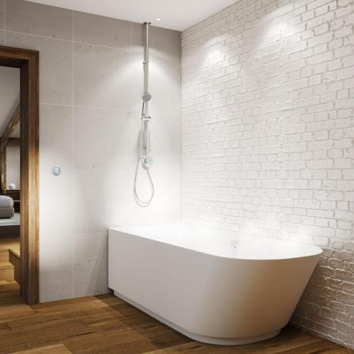 Aqualisa Quartz Classic Smart Divert Exposed Shower with Adjustable Head and Bath Overflow Filler