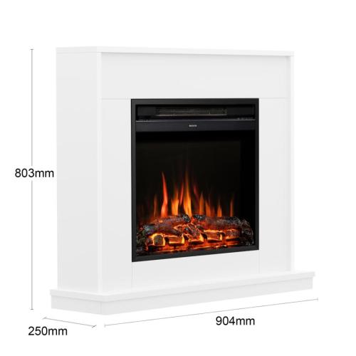 Bemodern Salehurst 38" Timber Electric Fireplace Ash White SALEH-AW-22ROD