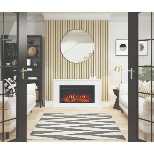 Bemodern Salehurst Grande 52" Timber Electric Fireplace in Ash White SALEH-AW-36ROD