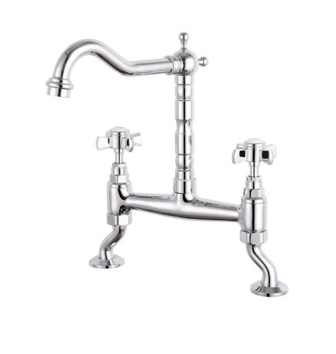 Reginox Samara Traditional Cranked Bridge Kitchen Mixer Tap Chrome SAMARACH