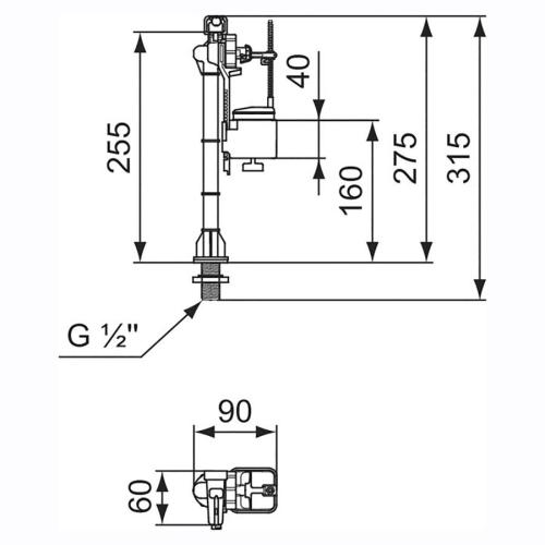 Ideal Standard Inlet Valve Bottom Inlet 9 Inch TD SR03167