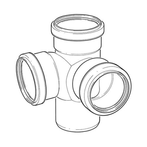 Polypipe Corner Branch 4in/110mm. 92Â½Â° Triple Socket Black STC401B