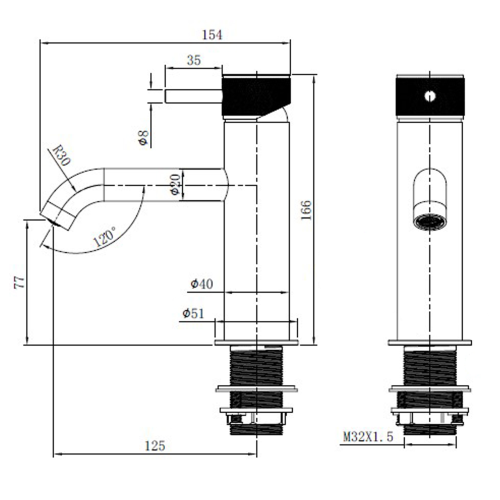 Abacus ISO PRO Mono Basin Mixer Matt Anthracite TBTS-446-1202