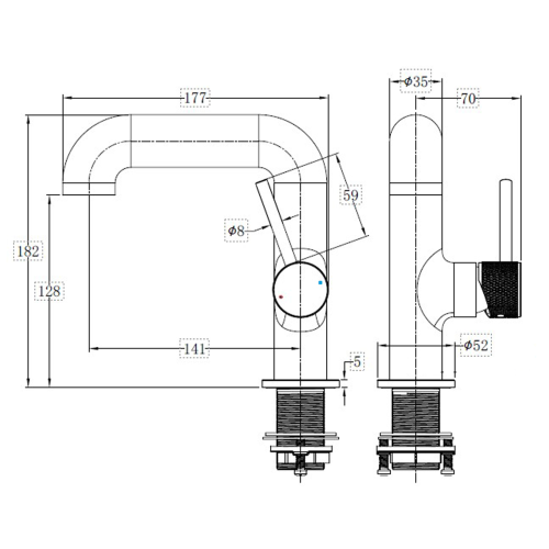 Abacus ISO PRO Mono Basin Mixer Side Handle Matt Anthracite TBTS-446-1404