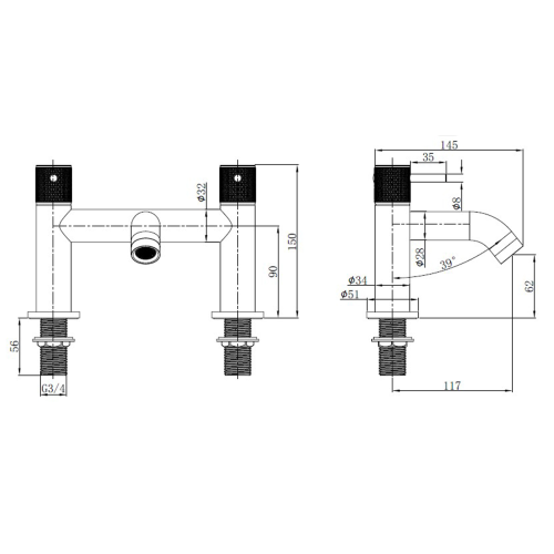 Abacus ISO PRO Deck Mounted Bath Filler Matt Anthracite TBTS-446-3202