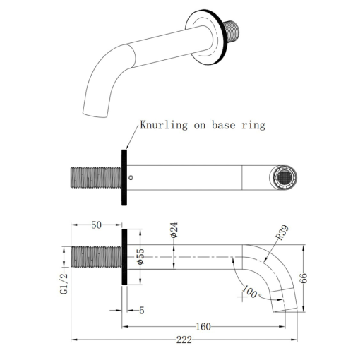 Abacus ISO PRO Bath Spout Matt Anthracite TBTS-446-3802