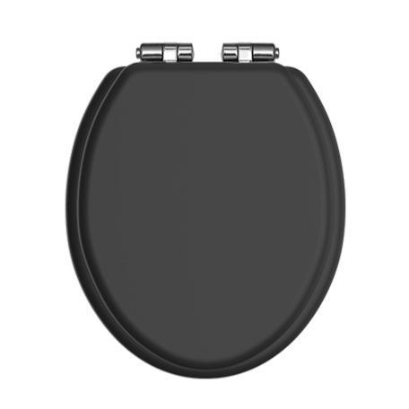 Heritage Soft Close Toilet Seat Black with Chrome Hinges TSBLA101SC