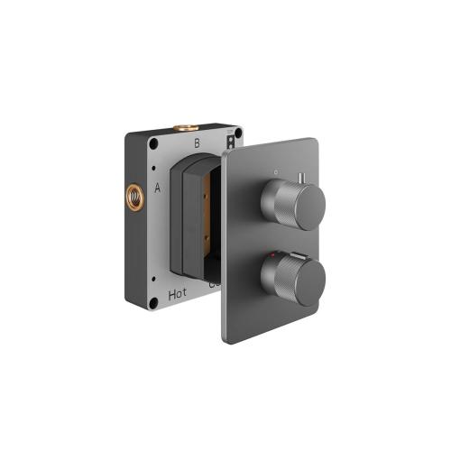 Abacus EZ Box 2.0 Thermostatic Shower Valve 1 Way ISO PRO Matt Anthracite Handles TSEZ-92-8691