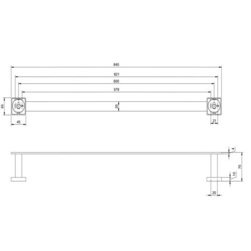 Villeroy & Boch Elements Striking Single Towel Rail Chrome TVA15200200061