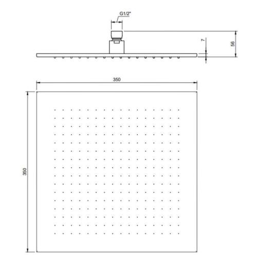 Villeroy & Boch Universal 350mm x 350mm Square Shower Head Chrome TVC00000600061