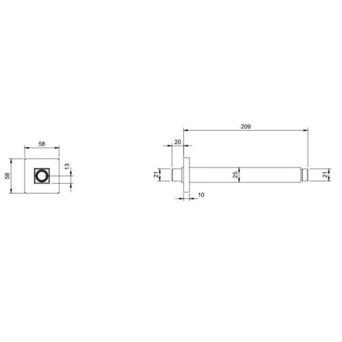 Villeroy & Boch Universal Square Vertical Shower Arm Chrome TVC00045454061