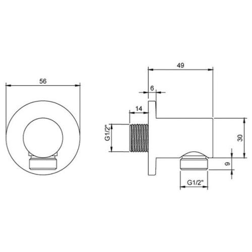 Villeroy & Boch Universal Round Shower Wall Outlet Chrome TVC00045600061