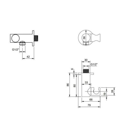 Villeroy & Boch Universal Round Shower Wall Outlet with Handset Holder Chrome TVC00046200061