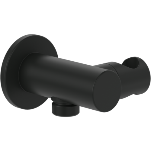 Villeroy & Boch Universal Round Shower Wall Outlet with Handset Holder Matt Black TVC000462000K5