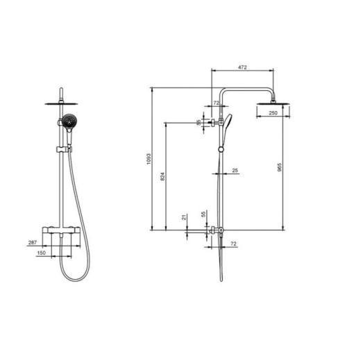 Villeroy & Boch Verve Thermostatic Shower System Chrome TVS109005UK061