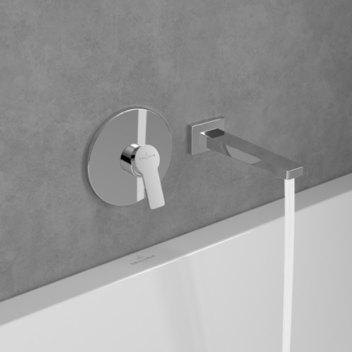 Villeroy & Boch Architectura Chrome Wall Mounted Square Bath Spout TVT12500200061