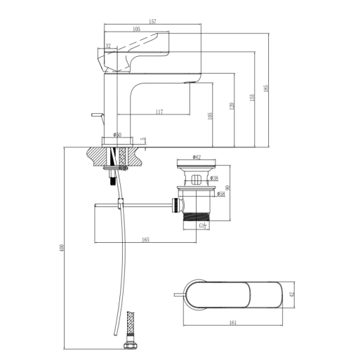 Villeroy & Boch O.novo Single Lever Basin Mixer with Pop-up Waste Chrome TVW10400300061