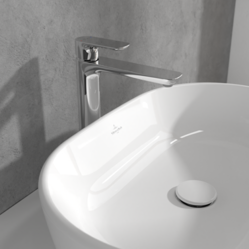 Villeroy & Boch O.novo Tall Basin Mixer with Push-open Waste Chrome TVW10410511061