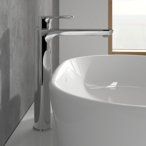 Villeroy & Boch O.novo Tall Basin Mixer with Push-open Waste Chrome TVW10410511061
