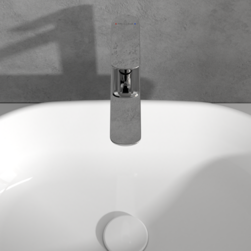 Villeroy & Boch O.novo Tall Basin Mixer with Push-open Waste Chrome TVW10410511061