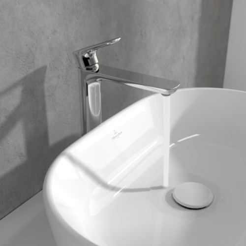 Villeroy & Boch O.novo Tall Basin Mixer with Push-open Waste Chrome TVW10410511061