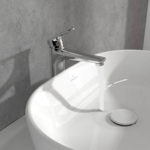 Villeroy & Boch O.novo Start Tall Basin Mixer with Push-open Waste Chrome TVW10510511061