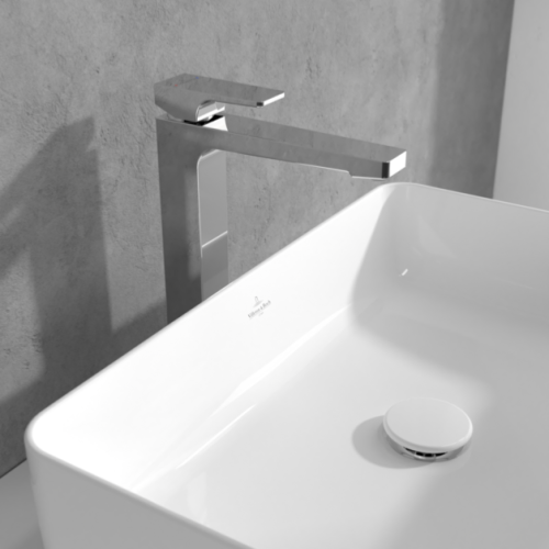 Villeroy & Boch Architectura Tall Square Single Lever Basin Mixer with Pop Up Waste Chrome TVW12500200061