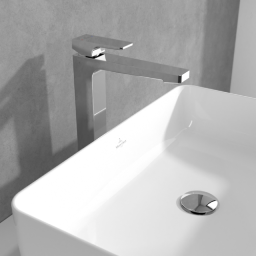 Villeroy & Boch Architectura Tall Square Single Lever Basin Mixer with Pop Up Waste Chrome TVW12500200061